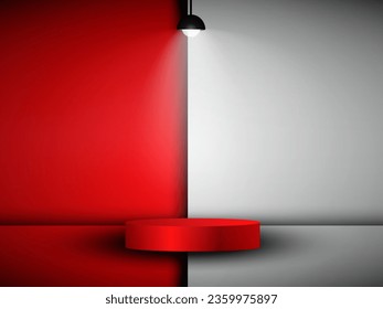 
Abstract scene background. Cylindrical podium with background. Product presentation, mock up, cosmetic product exhibition, podium, stage or platform. Vector illustration