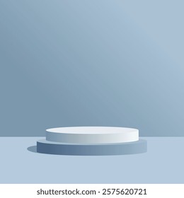 Abstract scene background. podium on blue background. Product presentation, mock up, show cosmetic product, Podium, stage pedestal or platform.