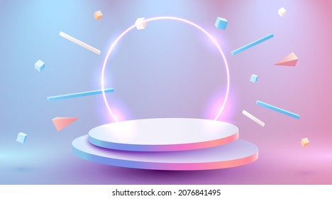 Abstract scene background. Product presentation, mock up, show cosmetic product, Podium, stage pedestal or platform. Vector illustration - Shutterstock ID 2076841495