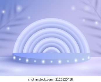 Abstract scene background. Product presentation, mock up, show cosmetic product, Podium, stage pedestal or platform. Vector illustration, Stage with light spot illuminated podium, floral shadow