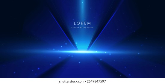 Abstrakte Szene elegante blaue helle Linien auf dunklem Hintergrund mit Lichteffekt und glitzern. Effekt der Geschwindigkeitsbewegung auf dunkelblauem Hintergrund. Vektorgrafik
