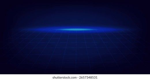 Abstract scene elegant blue light lines on dark background with lighting effect and sparkle. Vector illustration