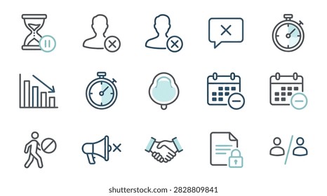 Abstract schedule restriction and service unavailability icons.