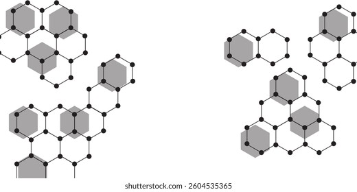 Abstract Schematic diagram of carbon nanotubes. white and grey hexagon technology geometric pattern concept. Hexagonal Modern technology design. Black Hexagonal Pattern Metallic background