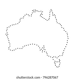 Abstract schematic map of Australia from the black dots along the perimeter of vector illustration