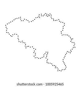 Abstract schematic map of Belgium from the black dots along the perimeter of vector illustration