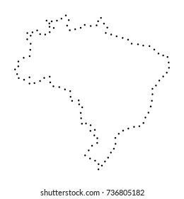 Abstract Schematic Map Of Brazil From The Black Dots Along The Perimeter Of Vector Illustration