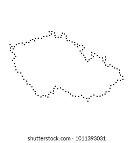 Abstract schematic map of Czech Republic from the black dots along the perimeter of vector illustration