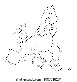 Abstract schematic map of European Union from the black dots along the perimeter of vector illustration