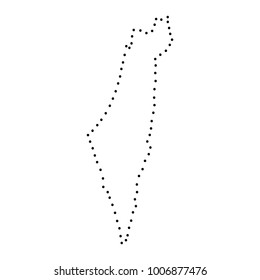 Abstract schematic map of Israel from the black dots along the perimeter of vector illustration