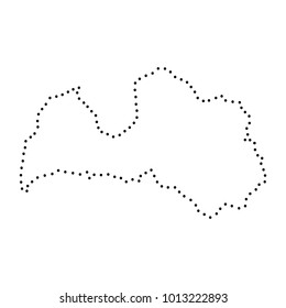 Abstract schematic map of Latvia from the black dots along the perimeter of vector illustration