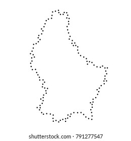 Abstract schematic map of Luxembourg from the black dots along the perimeter of vector illustration