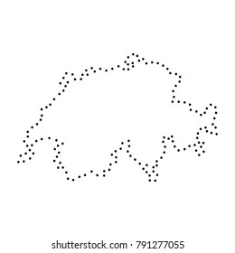 Abstract schematic map of Switzerland from the black dots along the perimeter of vector illustration
