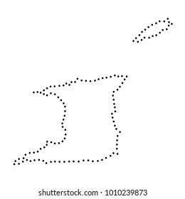 Abstract schematic map of Trinidad and Tobago from the black dots along the perimeter of vector illustration