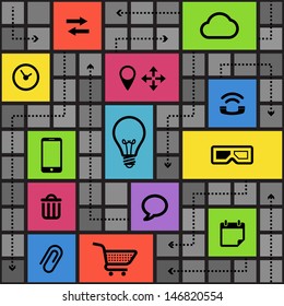 Abstract scheme with color tiles