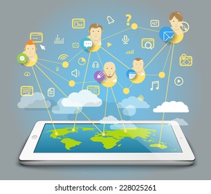 Abstract scheme of modern computer network. Design elements