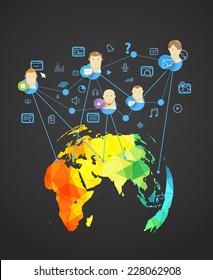 Abstract scheme of modern social network. Design elements