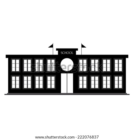 abstract school Building silhouette on a white background