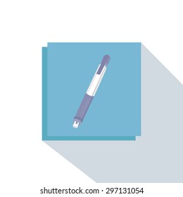Abstract school object on a blue square on a white background
