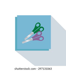 Abstract school object on a blue square on a white background