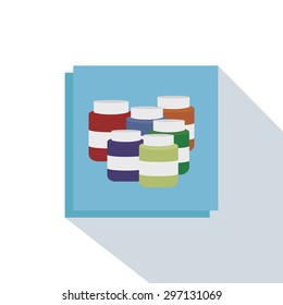 Abstract school object on a blue square on a white background