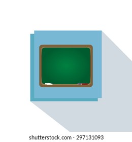Abstract school object on a blue square on a white background
