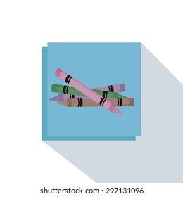 Abstract school object on a blue square on a white background