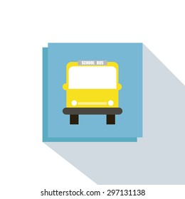 Abstract school object on a blue square on a white background