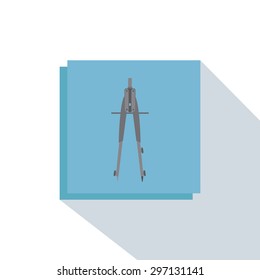 Abstract school object on a blue square on a white background