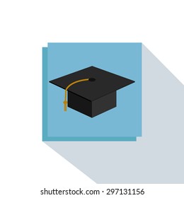 Abstract school object on a blue square on a white background