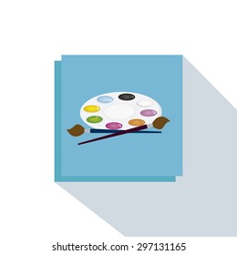 Abstract school object on a blue square on a white background