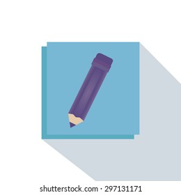 Abstract school object on a blue square on a white background