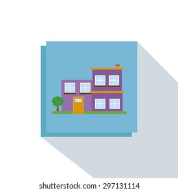 Abstract school on a blue square on a white background