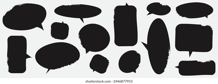 Abstract school sticker for collage or note. Speech bubbles. Png emotional message. Vector illustration.black collage elements for collage. Vector contemporary illustration.