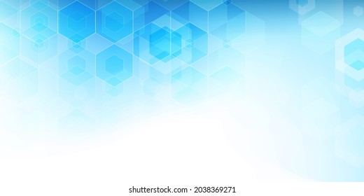 Abstract science background Blue hexagon geometric design.