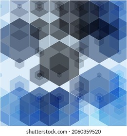 Abstract science background. Blue hexagon geometric design.