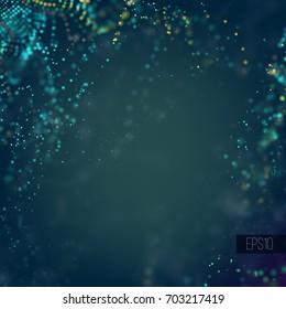 Abstract science background. Futuristic technology 3d vector backdrop with particles wave