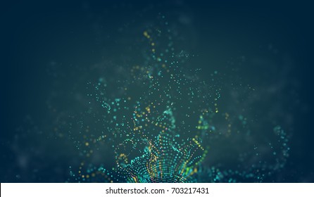 Abstract science background. Futuristic technology 3d vector backdrop with particles flow