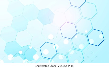 Abstract science background with hexagons. Blue gradient. Vector.