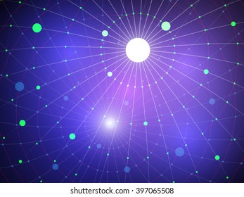 Abstract science background with  lattice sphere and nodes.
