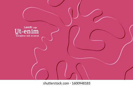 Abstract science background. Nature inspired organic wavy shape. Biological texture of growing biomass, unicellular Organisms, Amoeba. Embossed edge of microorganism or mold under microscope.
