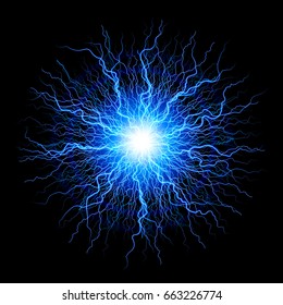 Abstract Science Background and Object, Electrical Sparks on a Black Background