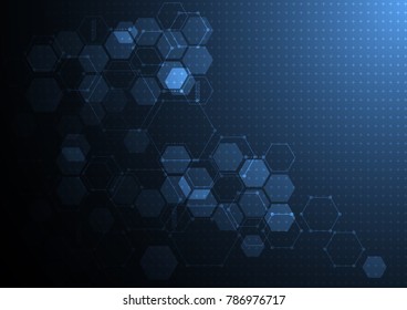 Abstract science concept background polygonal geometric design or banner with a DNA molecules. Vector illustration