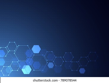 Abstract science concept background polygonal geometric design or banner with a DNA molecules. Vector illustration