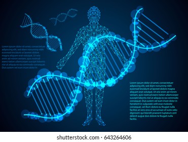 abstract science concept humans body digital link and DNA hi tech on background,Modern body and technology In the near future will be combined into one.