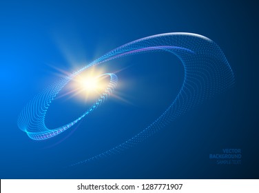 Abstract science design with dots and lines. Galaxy spyral background. Vector illustration.