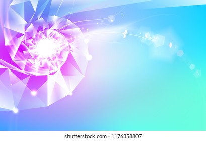 Abstract science design with polygons and triangles. Dna molecule spyral background. Vector illustration.