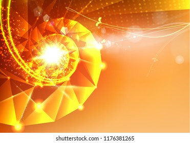Abstract science design with polygons and triangles. Dna molecule spyral background. Vector illustration.