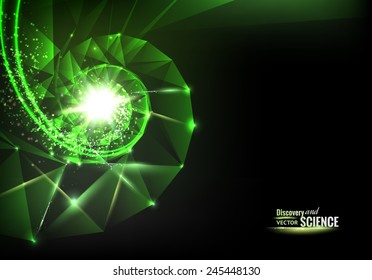 Abstract science design with spiral polygons and triangles. Vector illustration.