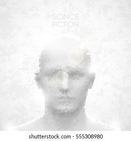 Abstract science fiction background. Vector head of polygons